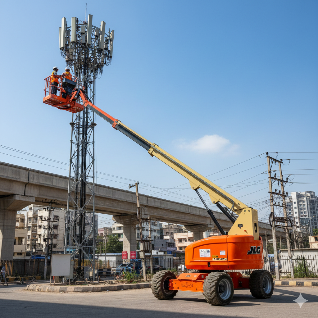Man lift in mall atrium